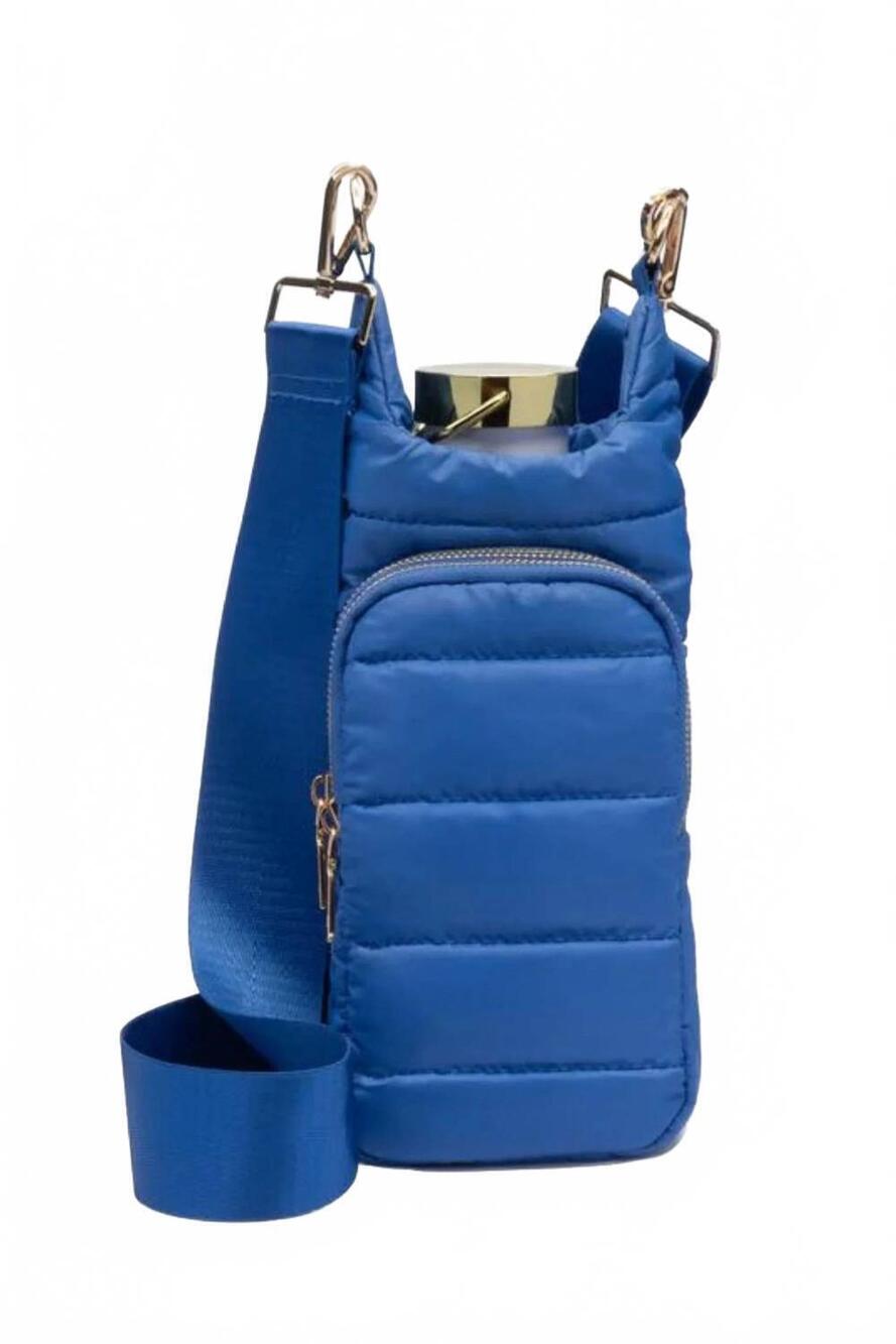 NEW WANDERFULL crossbody quilted hydrobag in blue with blue strap
